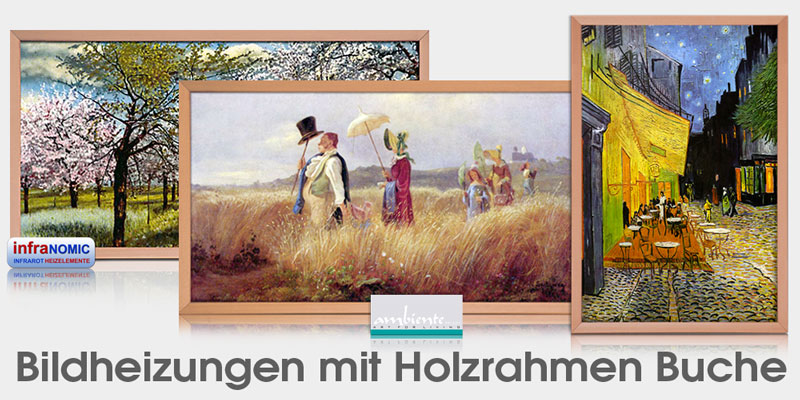 Infrarot Bildheizungen Sicherheitsglas mit Holzrahmen