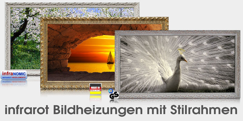 Infrarot Bildheizungen mit Stilrahmen / Zierrahmen Design Heizelemente