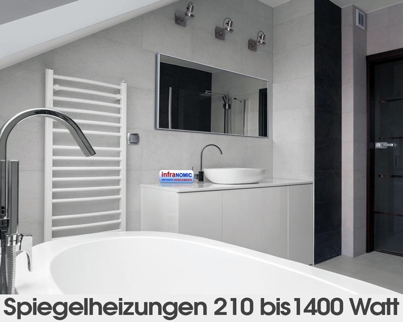 Infrarot Spiegelheizungen in 10 Größen mit und ohne Rahmen