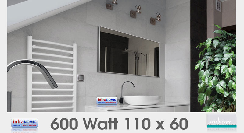 Infrarot Spiegelheizungen 600 Watt 110x60 URL