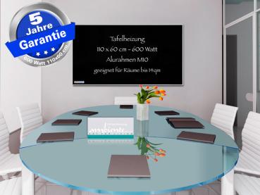 Preview: Infrarotheizung 600 Watt schwarz Spiegelheizung Bad 110x60 M10