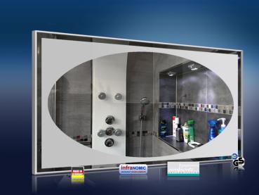 Preview: Design infrarot Bad Spiegelheizung 700 Watt 120x60 M10 Oval Design