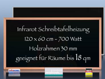 Preview: Infrarot Tafelheizung 700 Watt 120x60 mit Holzrahmen Buche HB30