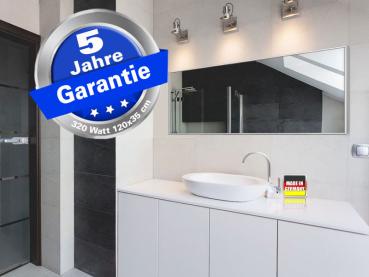 Preview: Infrarotheizung weiß Spiegelheizung Bad 320 Watt 120x35 M10