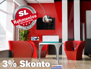 Infrarotheizung ESG Glas schwarz Rahmenlos 400 Watt 70x60 slim-line +