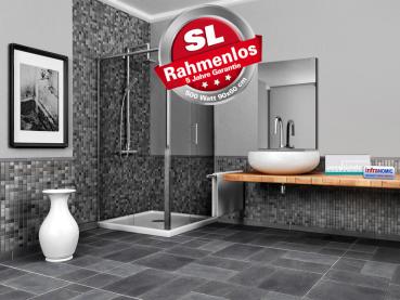 Preview: Infrarotheizung Rahmenlos ESG Glas schwarz emailliert 500 Watt 90x60