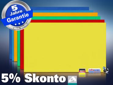 Farbige Infrarotheizung slim-line Rahmenlos 400 bis 900 Watt gelb