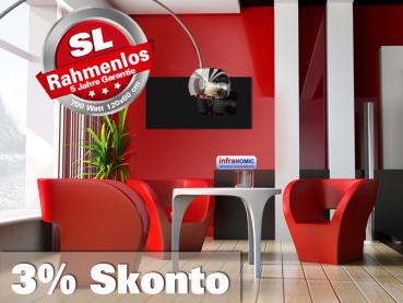 Infrarotheizung Rahmenlos ESG Glas schwarz Heizspiegel 700 Watt 120x60