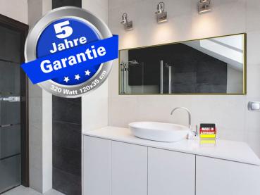 Preview: Infrarotheizung schwarz Spiegelheizung Bad 320 Watt 120x35 M10M