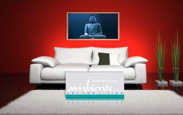 Preview: Infrarot Bildheizung 700 Watt 120x60 Holzrahmen HB30 Buddha blau