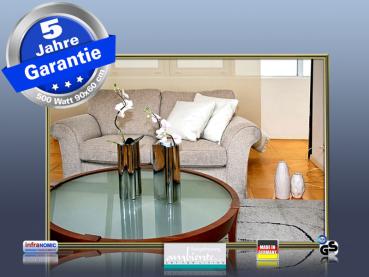 Preview: Infrarotheizung Glas weiß Spiegelheizung 500 Watt 90x60 M10M