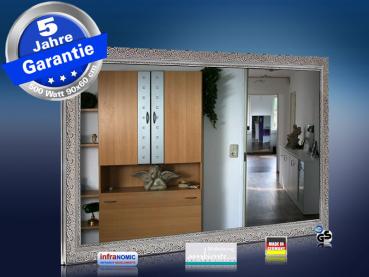 Preview: Infrarot Spiegelheizung Bad 400 Watt 70x60 Stilrahmen StSi