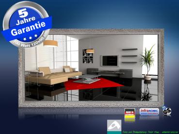 Preview: Infrarot Spiegelheizung Bad 700 Watt 120x60 Stilrahmen StSi