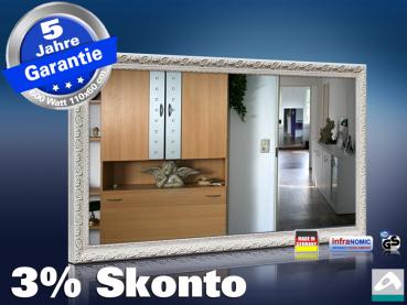 Preview: Infrarot Spiegelheizung Bad 600 Watt 110x60 Stilrahmen StAw