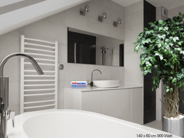 Preview: Infrarot Spiegelheizung ESG Glas Rahmenlos 900 Watt 140x60 slim-line