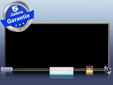 Infrarotheizung 900 Watt ESG Glas schwarz Rahmen M10M + Optionen