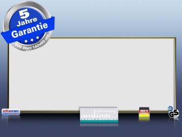 Preview: Infrarotheizung 900 Watt ESG Glas schwarz Rahmen M10M + Optionen