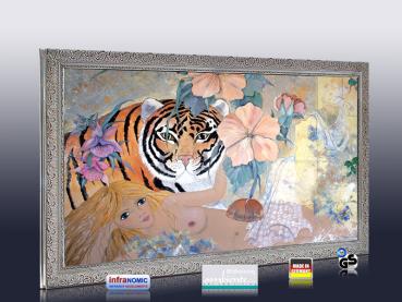 Infrarot Bildheizung Kunst 500 Watt 90x60 Stilrahmen StSi Tigerlilli