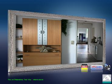 Preview: Infrarot Spiegelheizung Bad 900 Watt 140x60 Stilrahmen StSi