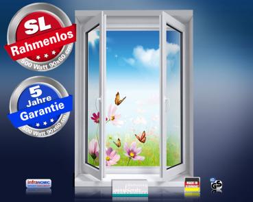 Preview: Infrarot Bildheizung 500 Watt 90x60 M10-SL Fensterblick Blumenwiese