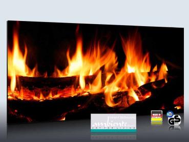 Preview: Infrarot Bildheizung 900 Watt Rahmenlos slim-line 140x60 Kaminfeuer