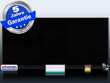Preview: Infrarotheizung 900 Watt ESG Glas schwarz Rahmen schwarz M10S