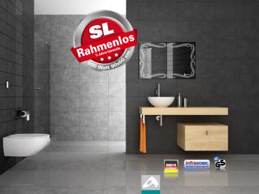Design Spiegel mit Infrarotheizung Bad im 4 Größen Rahmenlos Tribal