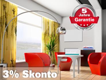 Infrarot Badheizung 500 Watt ESG Glas Rahmenlos weiß 90x60 slim-line