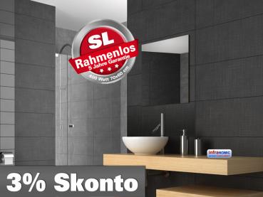 Preview: Infrarot Spiegelheizung Bad Rahmenlos in 8 Größen von 250 bis 900 Watt