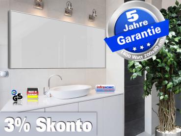 Jumbo Infrarotheizung 1400 Watt 200x80 ESG Glas weiß oder schwarz M10