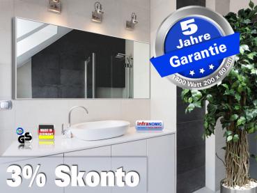 Preview: Jumbo Infrarotheizung 1400 Watt 200x80 ESG Glas weiß oder schwarz M10