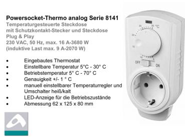 Preview: Einfacher Steckdosen Thermostat mit Drehscheibe für Infrarotheizungen