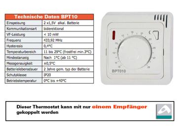 Preview: Funk Raumthermostat analog Set BT010 mit Steckdosen Empfänger BT003