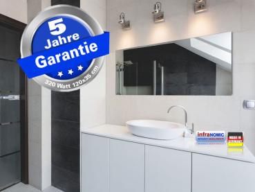 Preview: Infrarot Spiegelheizung Bad 320 Watt 120x35 M10