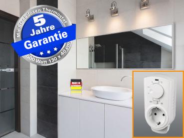 Preview: Infrarotheizung mit Thermostat ESG Glas weiß 500 Watt 130x40 M10
