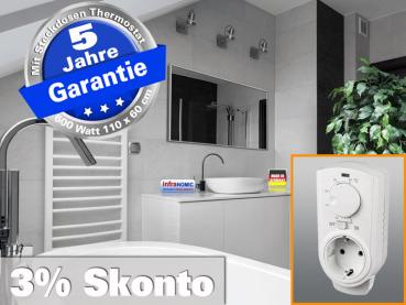 Infrarot Bad Spiegelheizung mit Thermostat 600 Watt 110x60 M10-SL