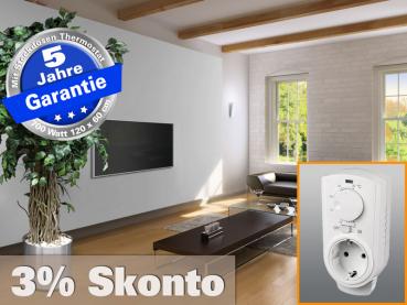 Infrarotheizung mit Thermostat ESG Glas schwarz 700 Watt 120x60 M10