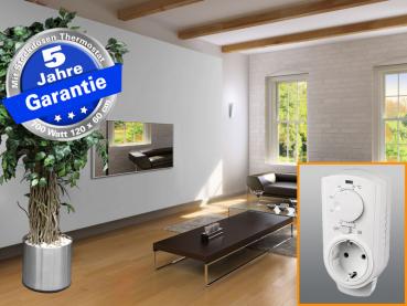 Preview: Infrarotheizung mit Thermostat ESG Glas schwarz 700 Watt 120x60 M10