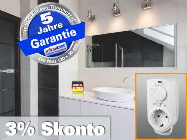 Infrarot Spiegelheizung mit Thermostat 320 Watt 120x35 M10-SL