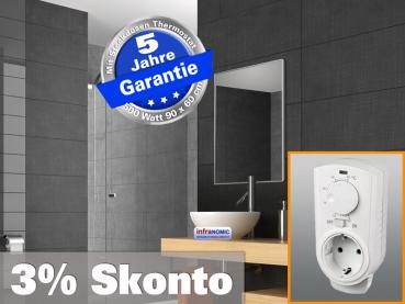 Infrarot Spiegelheizung mit Thermostat 500 Watt 90x60 M10-SL