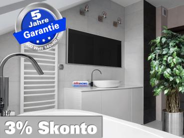 Fern Infrarotheizung 900 Watt ESG Glas schwarz Bad Spiegelheizung M10