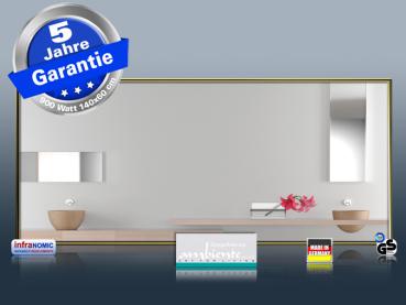 Preview: Infrarot Badheizung Spiegelheizung 900 Watt 140x60 Rahmen Messing M10M