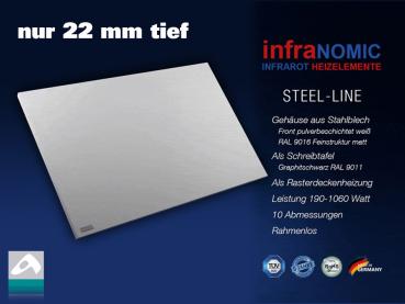 Preview: Infrarotheizung Rahmenlos Metall 520 Watt 87x57 steel-line IPX4