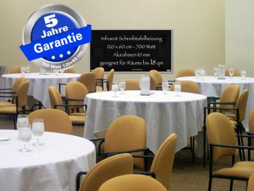 Infrarotheizung 700 Watt ESG Glas schwarz 120x60 M10 mit Optionen