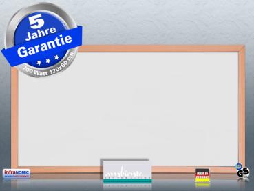 Preview: Infrarotheizung 700 Watt ESG Glas schwarz 120x60 Holzrahmen HB30 ++
