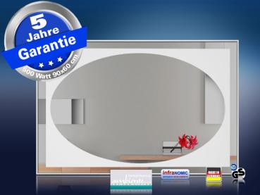 Preview: Design Spiegel mit Infrarotheizung 500-900 Watt 4 Größen M10 Oval