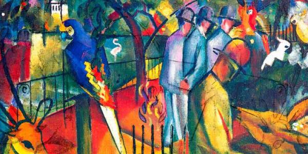 Macke: Zoologischer Garten Motiv für Infrarot Bildheizung 120x60