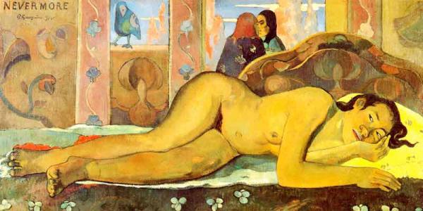 Gauguin: Nevermore Kunstmotiv für Infrarot Bildheizung 120x60