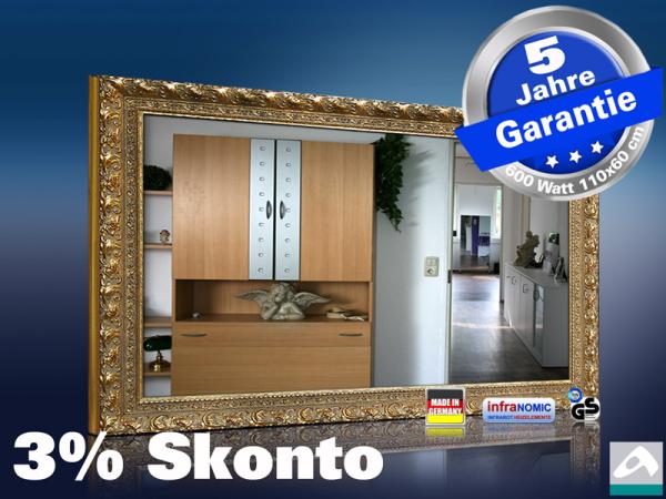 Infrarot Spiegelheizung 600 Watt 110x60 Stilrahmen StG