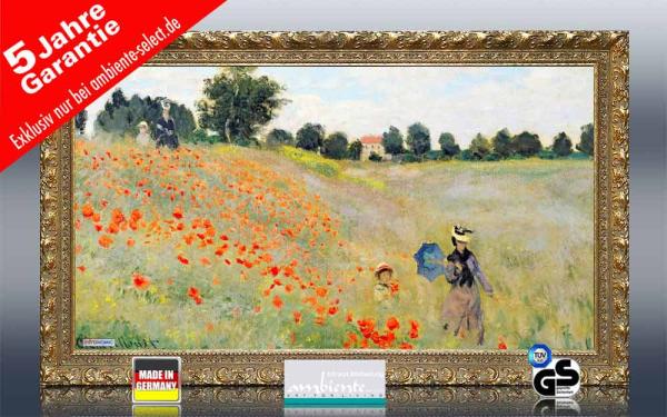 Infrarot Bildheizung Kunst 600 Watt 110x60 Stilrahmen StG Klatschmohn